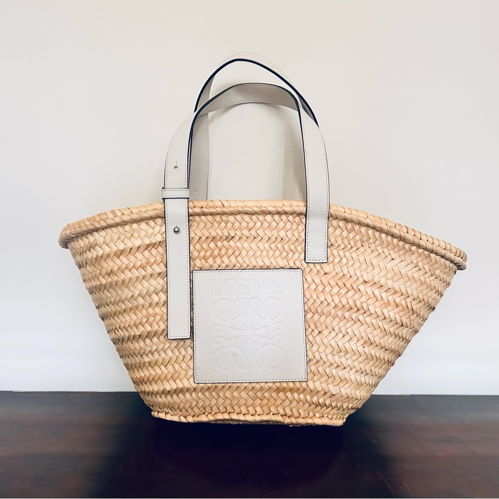 Loewe Basket Bag in Palm Leaf and Calfskin